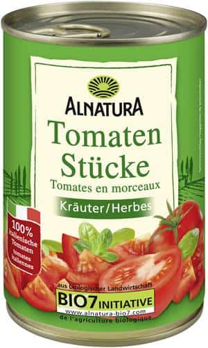 Alnatura Tomatenstücke mit Kräutern 400g